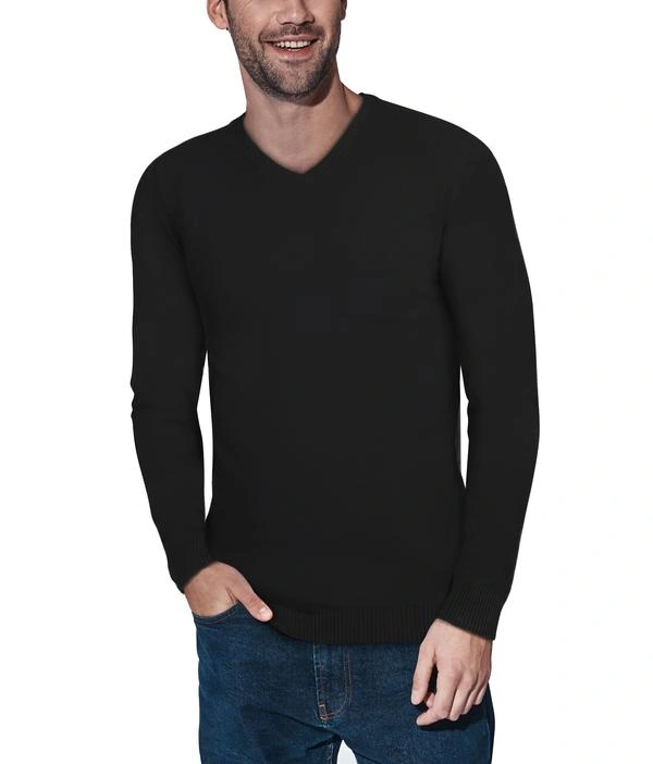 Suéter de cuello en V para hombre XRAY: Elegancia clásica en negro.