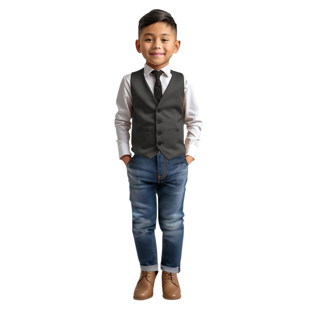 ¡Zegarie: Elegante Chaleco Carbón para Niños! Perfecto para Bodas y Fiestas - Un Toque Clásico con Estilo.